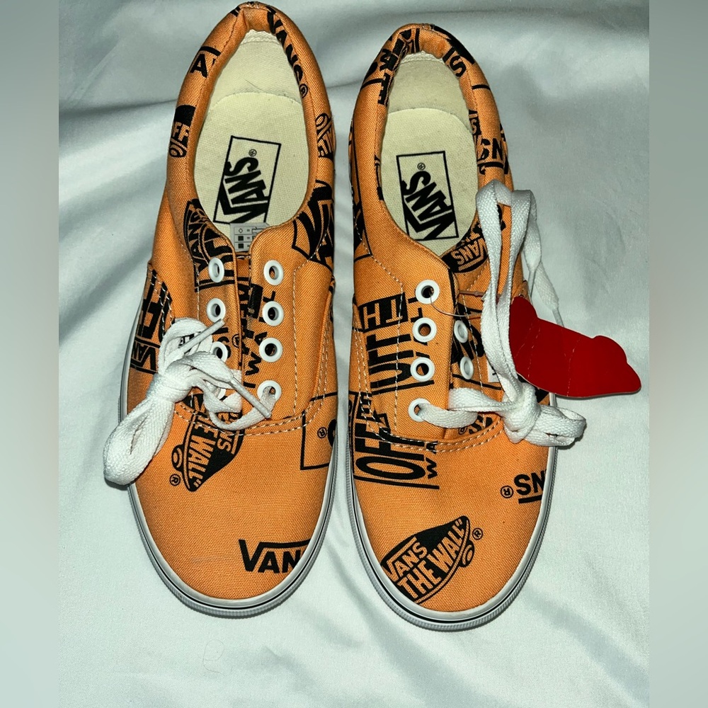 Vans Black and Orange Patterned Sneakers